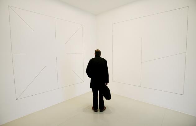 Sol Lewitt's wall drawings at the Lisson Gallery, London, 2006. The drawings were originally shown at the same gallery in 1973.