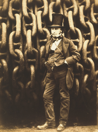 Isambard Kingdom Brunel by the Launching Chains of the Great Eastern, Millwall, Isle of Dogs, by Robert Howlett (1851)