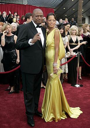 Forest Whitaker and wife Keisha. (You can't see it here, but Keisha's dress is quite daring at the back). Whitaker is tipped to win best actor for his portrayal of Idi Amin in The Last King of Scotland. Meanwhile, the woman behind him calls out for pizza.
