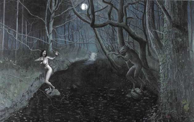 Stuart Pearson Wright – Woman surprised by a werewolf  