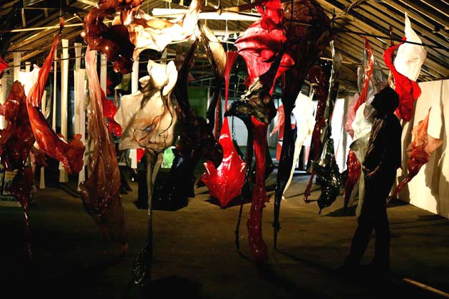  Arabesques by Aishleen Leicester, made from sugar and resin. at The Glass Onion Shop exhibition, Rochelle School, Shoreditch