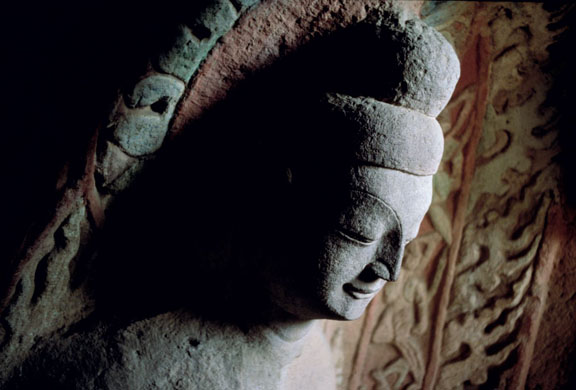 Colossal Buddha carved into cliffs at Yungang, Shanxi province, China (c490)