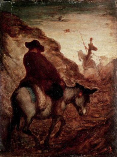 Sancho and Don Quixote; by Honore  Daumier  