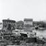 Debris at the edges of floodwater on Canvey Island in 1953, the year of Queen Elizabeth II's coronation pub