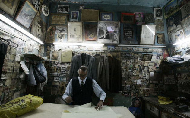Tailor Kader Nasser Sadek in his shop in Baghdad