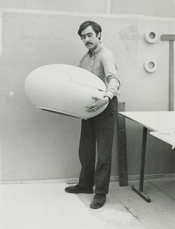 Peter Ghyczy with prototype for Garden Egg Chair, 1967