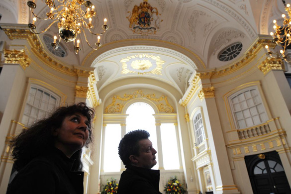 The new East Window at St Martin's, with artist Shirazeh Houshiary and architect Pip Horne
