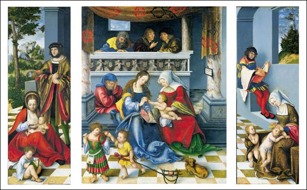 Triptych with the Holy Kinship, 1509 Oil and tempera on limewood panel