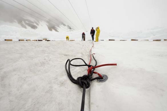 Zugspitze glazier, germany: being canvased to prevent melting