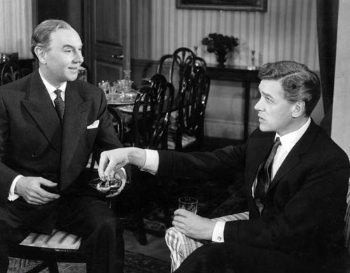 Ralph Richardson and Paul Scofield in the play 'The Complaisant Lover' at the Globe Theatre