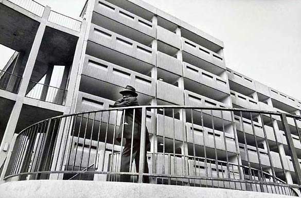 Man on a walkway in Hulme