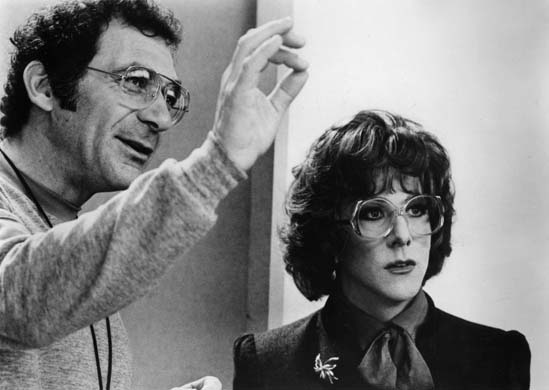 With Dustin Hoffman on the set of Tootsie