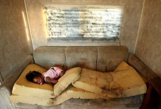 A child in a trailer