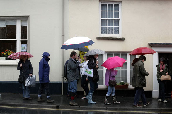 Hay festival in the rain 