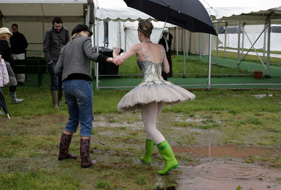 Hay festival in the rain 