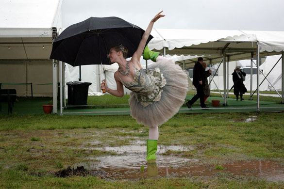 Hay festival in the rain 