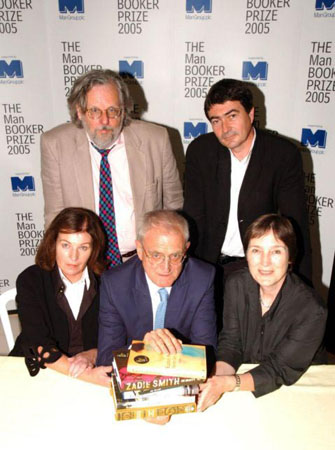 The literary judges of the Man Booker Prize 2005 (back, l-r) Rick Gekoski and David Sexton and (front l-r) Josephine Hart, Chair John Sutherland and Lindsey Duguid 