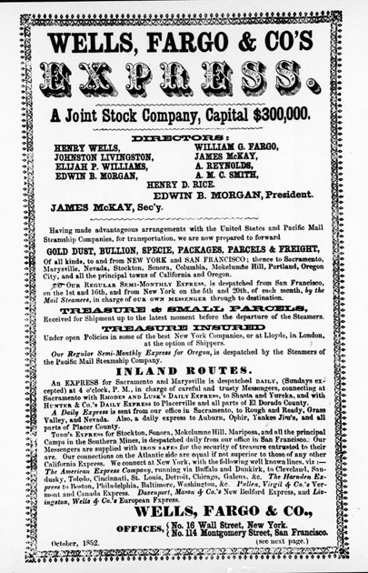 Historical photographs of Wells Fargo and company bank