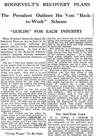 1933 Roosevelt’s Recovery Plans