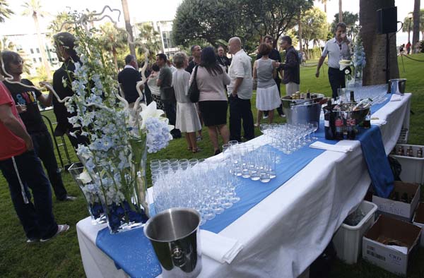 Drinks table at the Guardian's Cannes party