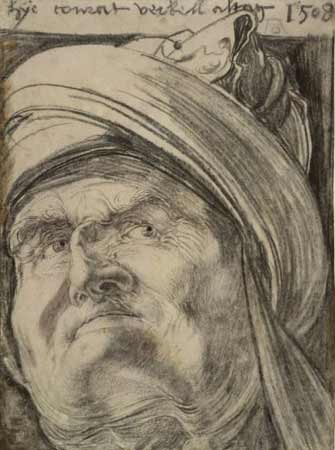Charcoal drawing of Conrad Merkel by Albrecht Dürer