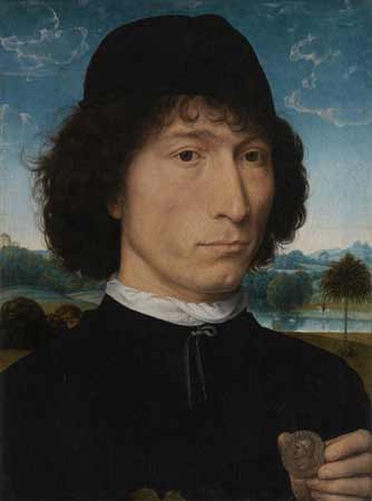 A Man Holding a Coin of Nero, by Hans Memling 