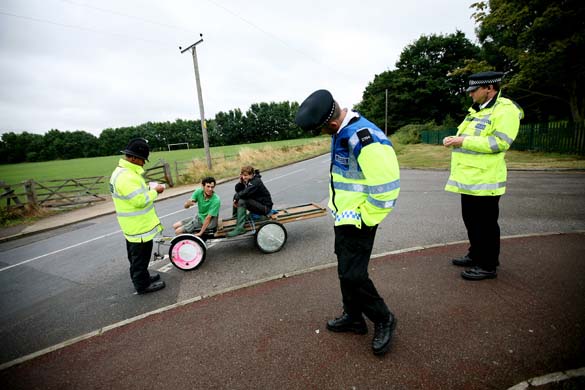 Police talk to protesters