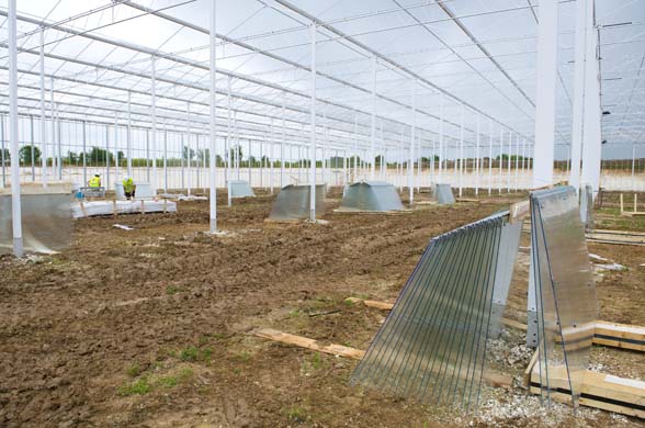 Panes of glass in the Red Star greenhouse