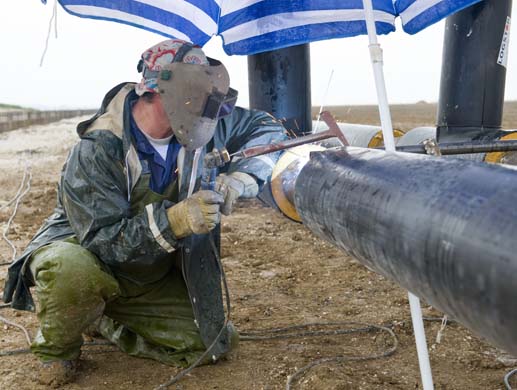 A welder at Thanet Earth