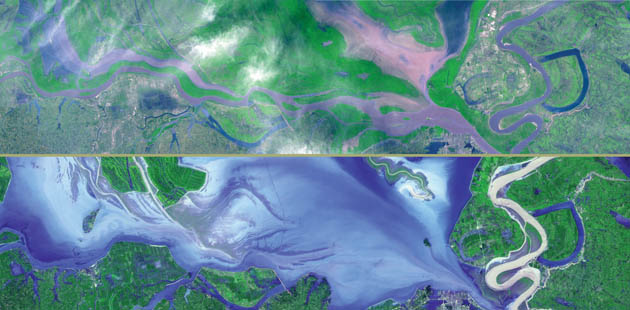 March 19 2002 and September 2 2002, Dongting Hu, Yangtze river, China