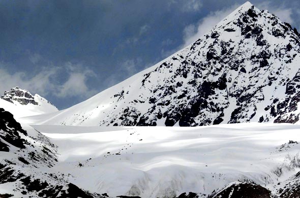 Glacier forming at Khunjerab pass, Pakistan, on the border of Pakistan and China
