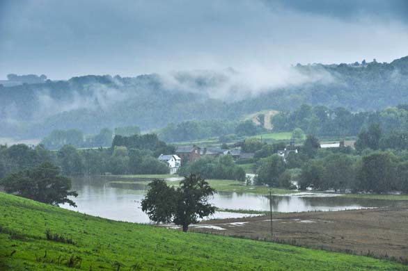 Flooded fields in Worcestershire