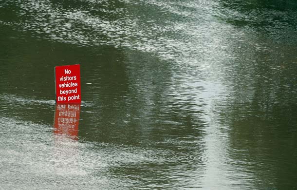 Sign in floods in Worcester