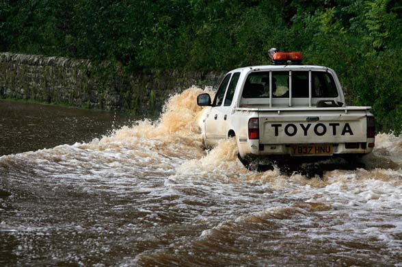 Driving through floodwater