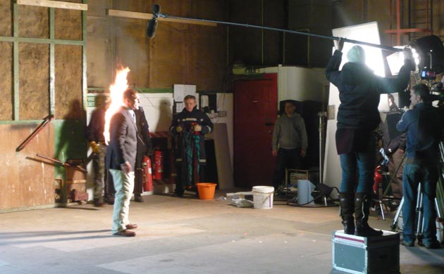 Actor is set on fire