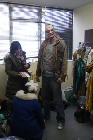 A cast member gets ready