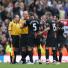 United players Ferdinand, Vidic and Giggs complain on the final whistle to referee