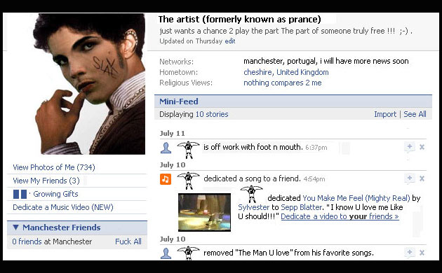 Footballers' social networking pages