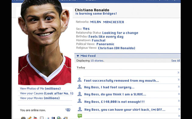 Footballers' social networking pages