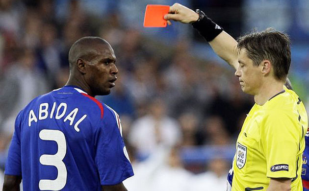 Abidal is sent off