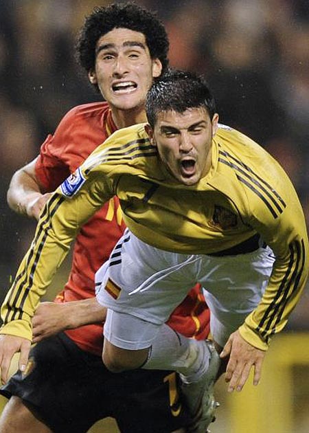 David Villa and Marouane Fellaini