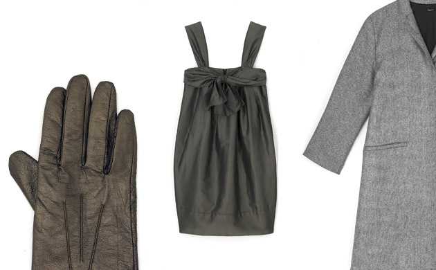 A selection of metallic clothes