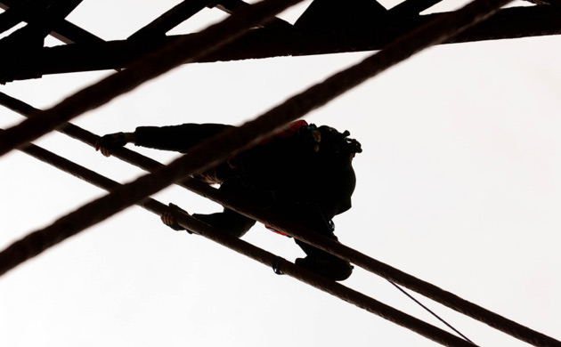 Mike Robertson climbing the Blackpool Tower