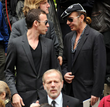 Fashion Designer John Galiano and a guest attend YSL funeral in Paris 