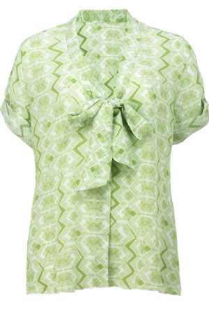 Green silk blouse