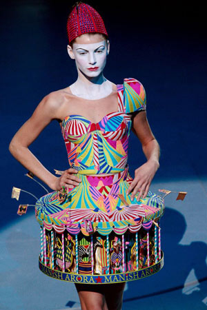 Model at Manish Arora's show, Paris fashion week