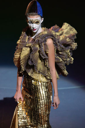 Model at Manish Arora's show, Paris fashion week