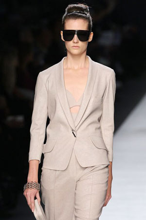 model at Yves Saint Laurent show, Paris fashion week