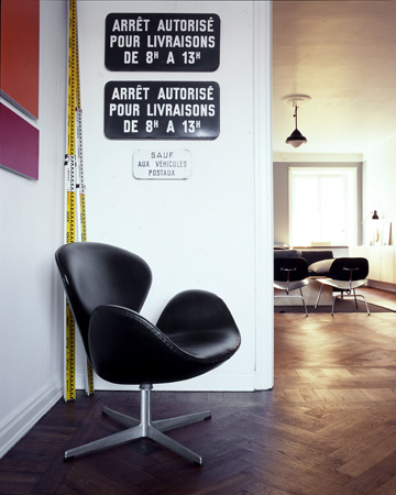 French signs and swan chair