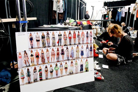 The look board backstage at Miss Sixty, New York fashion week, 2008 